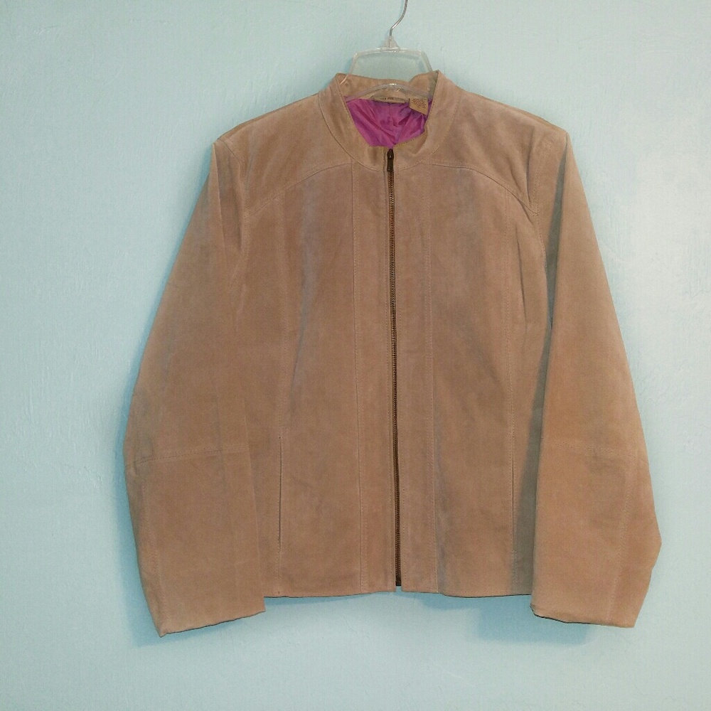 Ruff Hewn Tan Suede Leather Jacket XL